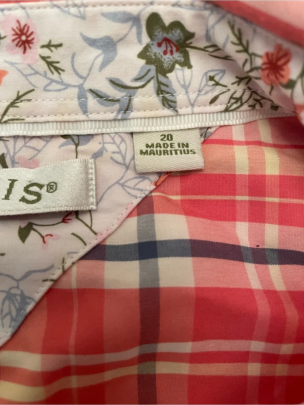 Ladies Orvis Coral and White Plaid Button-Down Shirt size 20
